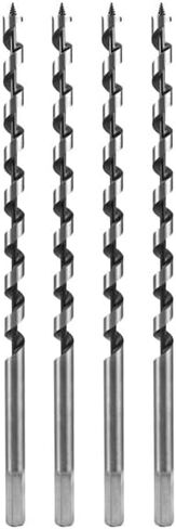 QWORK اوجير مثقاب للخشب، 4 قطع لقم مثقاب طويلة، قطر 1/2 بوصة × طول 12 بوصة، ساق سداسية 3/8 بوصة in Kuwait