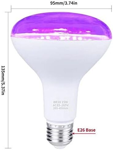 SHGPODA 3 Pack 15W LED Black Light Bulbs, BR30 E26 Blacklight LED Bulb 385-400nm, Glow in The Dark for Blacklight Party, Body Paint, Fluorescent Poster, Neon Glow in Saudi Arabia