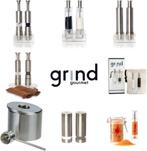 Black Pepper Grinder or Himalayan Salt Grinder, buy Set or Singles, Grind Gourmet Original Pump & Grind Pepper Grinder, Spice Grinder, Pepper Mill, Modern Push Button Salt And Pepper Grinders in Kuwait