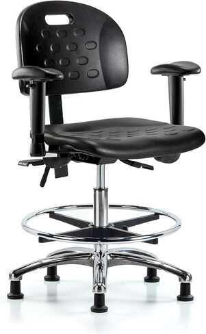 LabTech Seating LT42803 مقبض كرسي مقعد متوسط، بولي يوريثين، قاعدة من الكروم - حلقة للأذرع/القدم، تنزلق in Kuwait