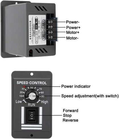 منظم سرعة فرشاة تيار مستمر، محرك كهربائي DC12-60V 20A، وحدة تحكم في سرعة المحرك للأمام/الخلف in Kuwait