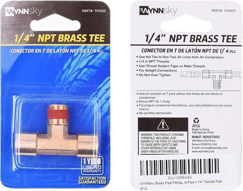 WYNNsky 1/4" NPT Brass Tee Pipe Fitting, T Shape Connectors, 3-Way 1/4" Tee Intersection Brass Fitting in Saudi Arabia