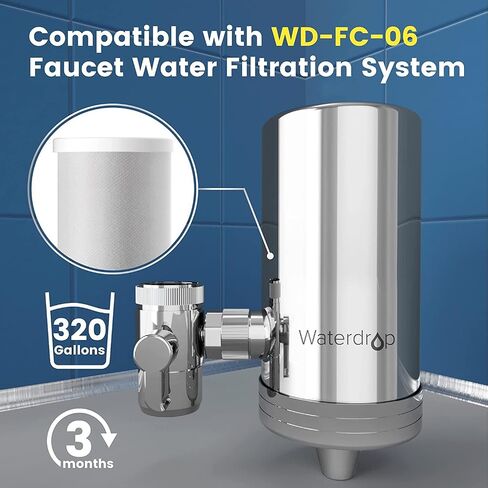 فلتر استبدال صنبور المياه بلوك الكربون، فلتر معتمد من NSF يناسب WD-FC-06، يقلل الكلور والمعادن الثقيلة والذوق السيئ، حزمة من 3 قطع in Kuwait