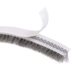 uxcell Brush Weather Stripping, Adhesive Felt Door Seal Strip Pile Weatherstrip Door Sweep Brush for Door Window 197Inch L X 0.24 Inch W (5000mm X6mm) Gray
