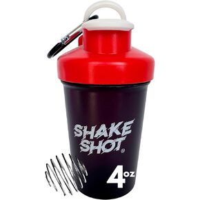 Black - 4oz Mini Shaker Bottle for Pre Workout, Creatine, & Small Scoop Supplements (Not for Protein) Carabiner & Shaker Ball Included in Saudi Arabia