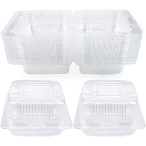WYKOO 50 Pack Disposable Clear Plastic Clamshell Food Containers for Salads, hamburgers, bread and Sandwiches, Portable Food Take-Out Plastic Container, 5.3 x 4.7 x 2.8 Inch in Kuwait