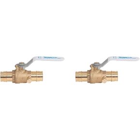 Watts 88006014 LFFBV-PEX-F1960 2-Piece Full Port Brass Ball Valve with PEX F1960 Ends, With Waste Drain, 1/2 Inch