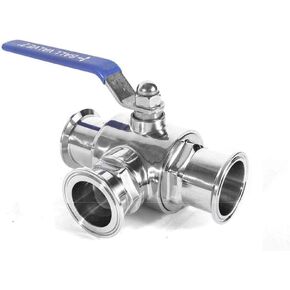 3-Way Ball Valve, 1.5 Inch Sanitary Ball Valve Clamp, 1 1/2 inch Stainless Steel 304 Three Way Ball Valve, 3 Way Clamp Connection Valve with Blue Locking Handle (1.5") in Saudi Arabia