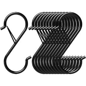 10 عبوات من خطافات OlibaDu® S للتعليق، وخطافات S مقاس 3.5 بوصة مع مشبك أمان، وخطافات S شديدة التحمل لتعليق أدوات المطبخ، وخطافات النباتات وأدوات المرآب (أسود). in Kuwait