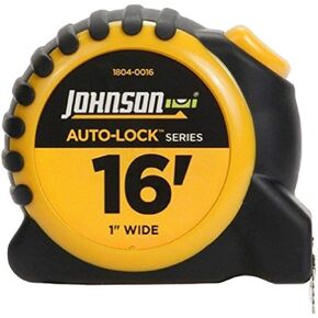 Johnson Level & Tool 1804-0025 Auto-Lock Power Tape, 25', Black/Yellow, 1 Tape