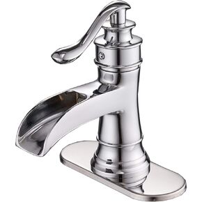 BWE Black Bathroom Faucet Matte Waterfall Sink Farmhouse Bath Vanity Single Hole Faucets One Handle Basin Antique centerset Restroom Mixer Tap Supply Line Lead-Free
