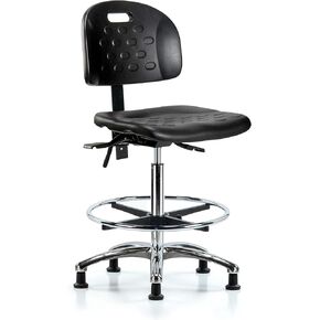 كرسي LabTech Seating LT42767 بمقبض مرتفع، بولي يوريثين، قاعدة من الكروم/حلقة للقدم، ينزلق in Kuwait