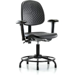 كرسي LabTech Seating LT43653 ذو ارتفاع مكتبي، بولي يوريثين، قاعدة أنبوبية مستديرة متوسطة الظهر - أذرع، ينزلق in Kuwait