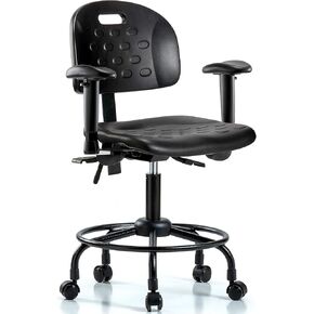 كرسي LabTech Seating LT42764 بمقبض مرتفع للمكتب، بولي يوريثين، قاعدة أنبوبية مستديرة - إمالة، أذرع، عجلات in Kuwait