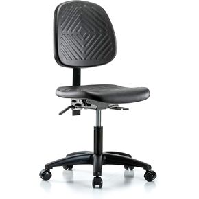 كرسي LabTech Seating LT43646 بارتفاع مكتب، بولي يوريثين، قاعدة نايلون متوسطة الظهر - قابلة للإمالة، عجلات in Kuwait