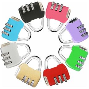 ZPLIUST 3 Digit Combinations Padlock The Safe Cipher Lock Resettable Code Lock, Color Locks (8 Pack)