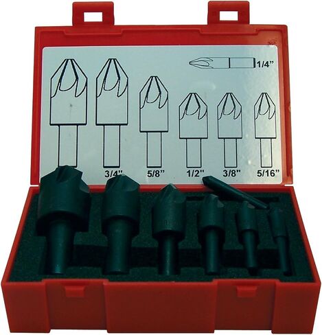 KEO 55078 High-Speed Steel Single-End Countersink Set, Uncoated (Bright) Finish, 6 Flutes, 100 Degree Point Angle, 1/4" - 1" Body Diameter in Saudi Arabia