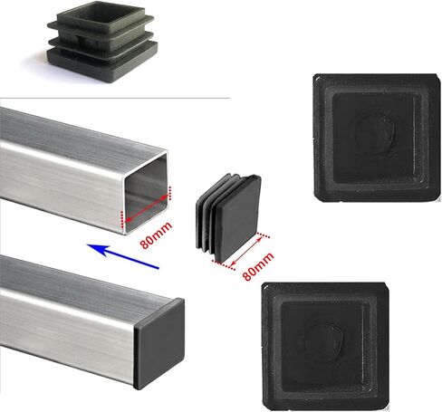 UoYu 80 × 80 مم مربع الأنابيب البلاستيكية الأسود نهاية كاب السياج بوست أنبوب غطاء أنبوب كرسي الانزلاق إدراج النهاية المكونات الثقيلة بوست النهاية كاب 6 قطع in Kuwait