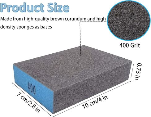 Tonmp 8 PCS 400 Grit Blue Sanding Sponges, Wet and Dry Dual-Use Washable and Reusable Hand Sanding Block Great for Wooding Metal Wall Sander in Saudi Arabia