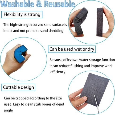 Tonmp 8 PCS 400 Grit Blue Sanding Sponges, Wet and Dry Dual-Use Washable and Reusable Hand Sanding Block Great for Wooding Metal Wall Sander in Saudi Arabia