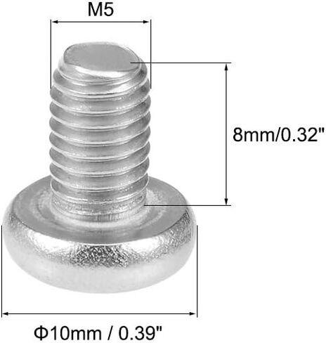 Uxcell M5x8mm آلة مسامير فيليبس الصليب عموم مسمار لولبي الرأس 304 الفولاذ المقاوم للصدأ السحابات البراغي 20 قطعة in Kuwait