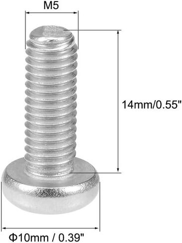 Uxcell M5x8mm آلة مسامير فيليبس الصليب عموم مسمار لولبي الرأس 304 الفولاذ المقاوم للصدأ السحابات البراغي 20 قطعة in Kuwait