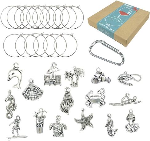 Gnollko 16pcs Wine Glass Charms,Wine Charms for Stem Glasses,Wine Glass Markers Tags,Wine Tasting Party Gifts Favors Decorations Supplies in Saudi Arabia