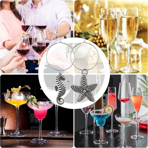 Gnollko 16pcs Wine Glass Charms,Wine Charms for Stem Glasses,Wine Glass Markers Tags,Wine Tasting Party Gifts Favors Decorations Supplies in Saudi Arabia