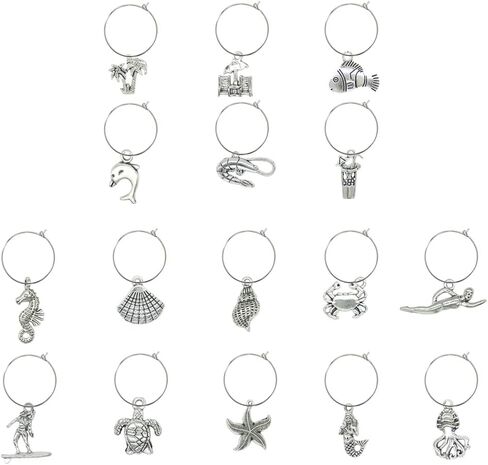 Gnollko 16pcs Wine Glass Charms,Wine Charms for Stem Glasses,Wine Glass Markers Tags,Wine Tasting Party Gifts Favors Decorations Supplies in Saudi Arabia