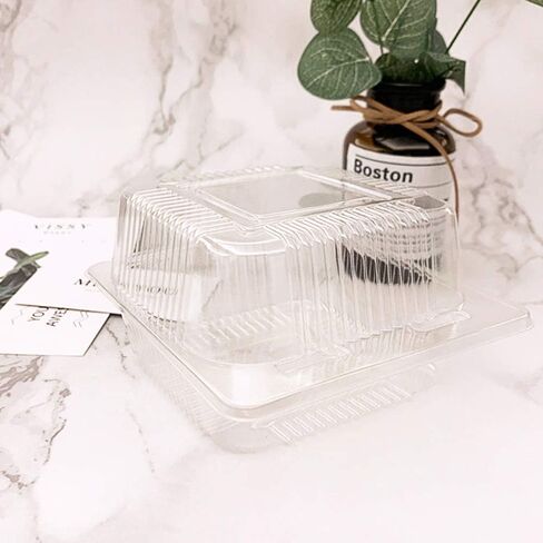 WYKOO 50 Pack Disposable Clear Plastic Clamshell Food Containers for Salads, hamburgers, bread and Sandwiches, Portable Food Take-Out Plastic Container, 5.3 x 4.7 x 2.8 Inch in Kuwait