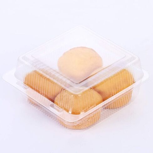 WYKOO 50 Pack Disposable Clear Plastic Clamshell Food Containers for Salads, hamburgers, bread and Sandwiches, Portable Food Take-Out Plastic Container, 5.3 x 4.7 x 2.8 Inch in Kuwait
