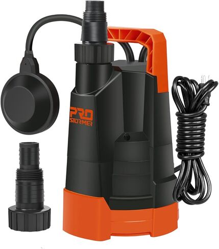 مضخة مياه نظيفة، Prostormer 1HP 3430GPH مضخة صرف منزلية غاطسة محمولة مع مفتاح تعويم تلقائي لحمام السباحة والبركة والقبو المغمور والطابق السفلي in Kuwait