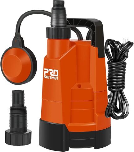 Clean Water Pump, Prostormer 1HP 3430GPH Portable Household Submersible Utility Drainage Pump with Automatic Float Switch for Swimming Pool, Pond, Flooded Cellar and Basement in Kuwait