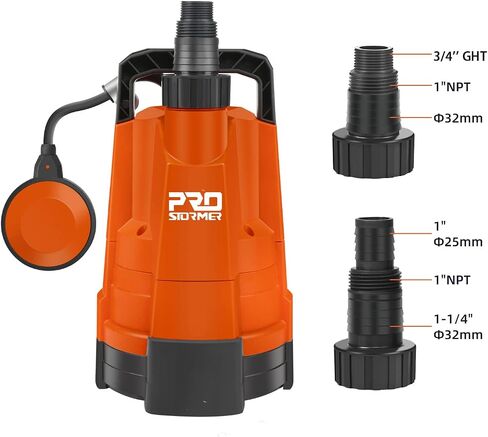 Clean Water Pump, Prostormer 1HP 3430GPH Portable Household Submersible Utility Drainage Pump with Automatic Float Switch for Swimming Pool, Pond, Flooded Cellar and Basement in Kuwait