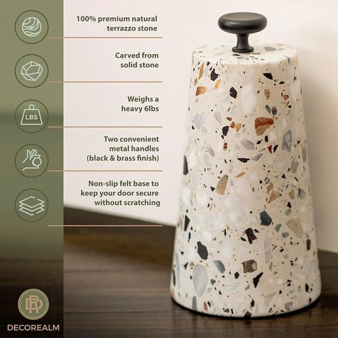 Marble Decorative Door Stop, Cute Door Stopper with Cast Iron Handle, Heavy Weighted Door Stop for Your Indoor or Outdoor Door, Heavy Door Stopper Weight/Rock for Country Home Decor (2 Knobs, 6lbs) in Saudi Arabia