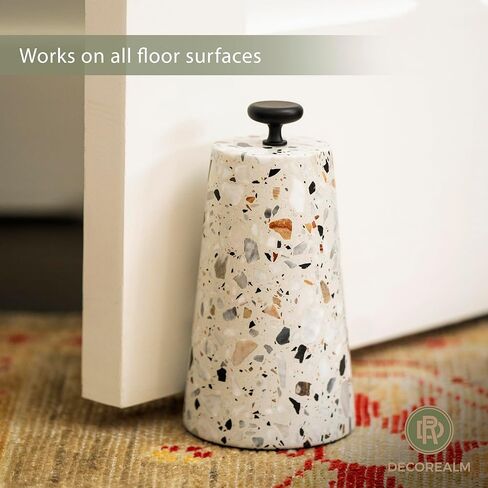 Marble Decorative Door Stop, Cute Door Stopper with Cast Iron Handle, Heavy Weighted Door Stop for Your Indoor or Outdoor Door, Heavy Door Stopper Weight/Rock for Country Home Decor (2 Knobs, 6lbs) in Saudi Arabia