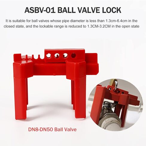 ASBV-01 جهاز قفل الصمام الكروي الصناعي القابل للتعديل، قفل أمان أنبوب صمام الكرة مقبض قفل Loto، لقطر الأنبوب DN8-DN50 in Saudi Arabia
