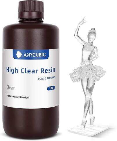 راتنج طابعة ثلاثي الأبعاد عالي الوضوح من ANYCUBIC، مقاوم للأصفرار وشفاف للغاية، قوي ومرن، راتنج طباعة ثلاثي الأبعاد منخفض الرائحة، متوافق على نطاق واسع مع جميع طابعات LCD/DLP الراتنج ثلاثية الأبعاد (عالي الوضوح، 1 كجم) in Kuwait