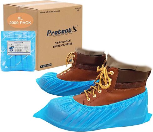 ProtectX Disposable Shoe & Boot Covers, XL Extra Large, 100-pack (50 pairs), Waterproof, Slip Resistant, Durable CPE plastic, Fits up to Men’s 14 US Size and All Women’s US Size Shoes | Extra Large,50 pairs,Durable CPE plastic, Fits up to Men’s 14 US Size in Saudi Arabia
