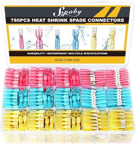مجموعة موصلات 780 قطعة من Sopoby - مجموعة موصلات أسلاك مجرفة للذكور والإناث - موصلات طرفية كهربائية سريعة الفصل للمركبات المائية والإلكترونيات وموصلات تجعيد السيارات in Kuwait