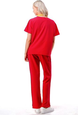 Women's Medical Uniform Scrubs Set – 4 Way Stretch 8 Pocket V-Neck Top with Drawstring Pants Nursing Dental Classic Blue XXS in Saudi Arabia