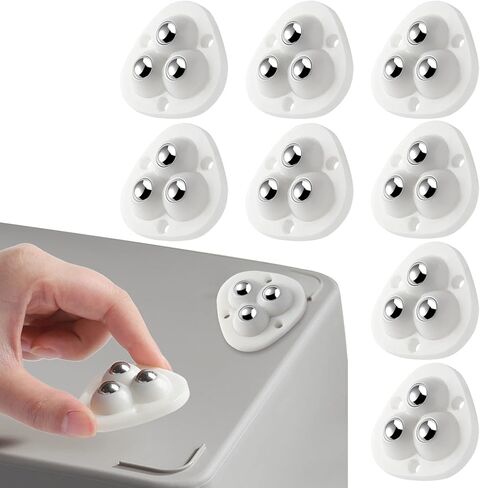 8Pcs Mini Caster Self Adhesive Wheels 360 Degree Rotation Sticky Pulley Swivel No Drilling Stainless Steel Paste Universal Wheel for Small Appliances,Trash Can, Storage Bins (White) in Kuwait