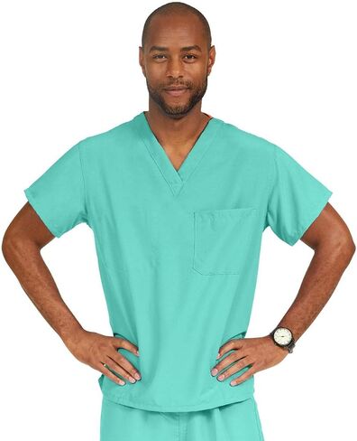 Medline PerforMAX Unisex Reversible V-Neck Scrub Top, 2 Pockets, Jade, Size Medium in Saudi Arabia