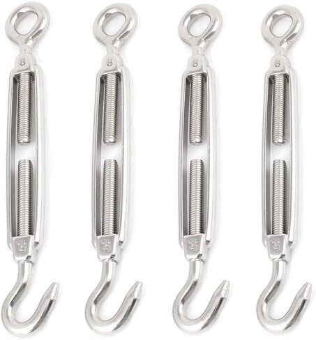 بي ان واي زوت مشبك تثبيت بمشبك تثبيت وخطاف ام 8 من الستانلس ستيل من الستانلس ستيل، اداة شد حبل الاسلاك CO، عبوة من 4 قطع in Kuwait