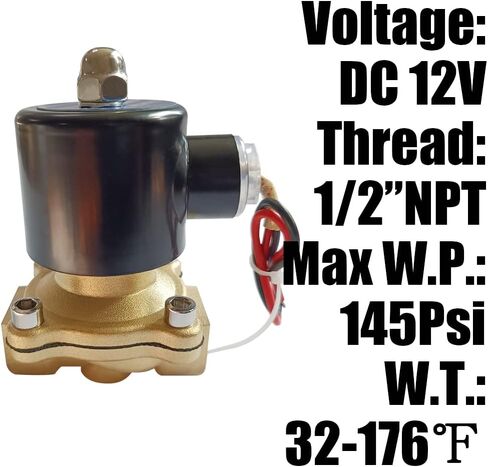 Qolekog 1/2 "NPT النحاس صمام الملف اللولبي الكهربائي 12 فولت عادة قريبة من وقود المياه الهواء مع 1/2" MNPT عرافة تركيب النحاس in Kuwait