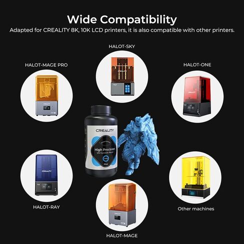Creality 3D Printer Resin for Halot-Mage, 1kg(2.2lbs) 8K High Precision Resin for 8K LCD 3D Printing, 405nm UV-Curing Resin, Quick Curing, Low Shrinkage, Excellent Fluidity (Grey) in Kuwait