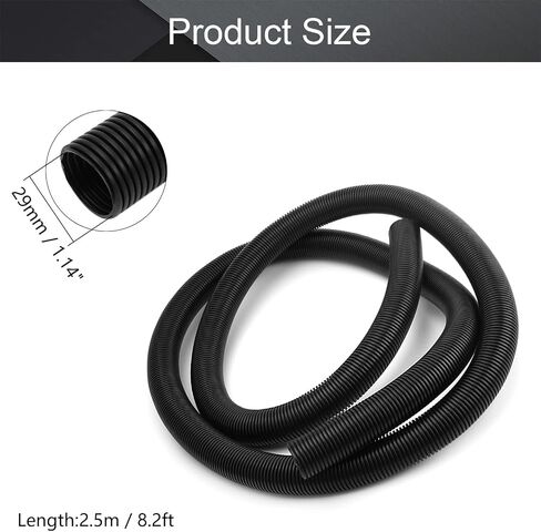 Heyiarbeit 1.13" ID.x 8.2ft Non-Split Corrugated Wire Loom Tubing Flexible Polyethylene Wire Protector Tubing Black 1pcs in Saudi Arabia