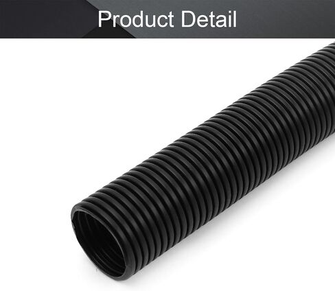 Heyiarbeit 1.13" ID.x 8.2ft Non-Split Corrugated Wire Loom Tubing Flexible Polyethylene Wire Protector Tubing Black 1pcs in Saudi Arabia