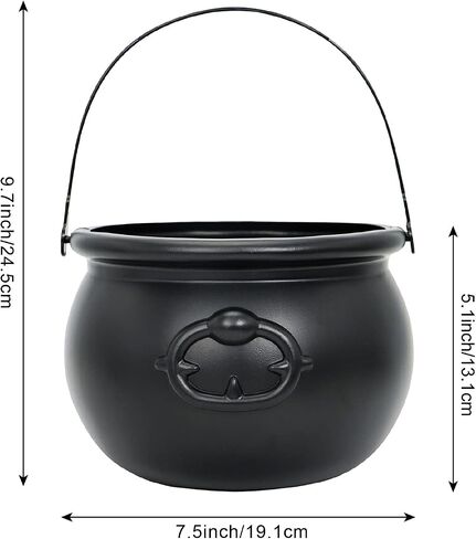 JOYIN Large Halloween Black Cauldron 7.5'', Halloween Candy Cauldron, Candy Kettle, Pot and Bucket, Black Witch Cauldron Candy Holder, Halloween St. Patricks Party Favor Decoration in Saudi Arabia