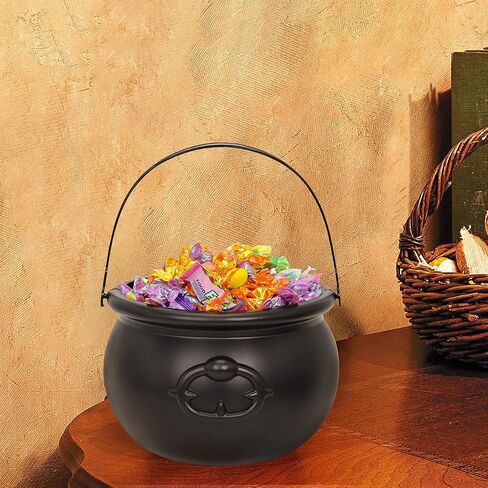 JOYIN Large Halloween Black Cauldron 7.5'', Halloween Candy Cauldron, Candy Kettle, Pot and Bucket, Black Witch Cauldron Candy Holder, Halloween St. Patricks Party Favor Decoration in Saudi Arabia